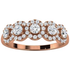 Petite bague Jenna Halo en or rose 18 carats avec diamants de 1/2 carat « Tw »
