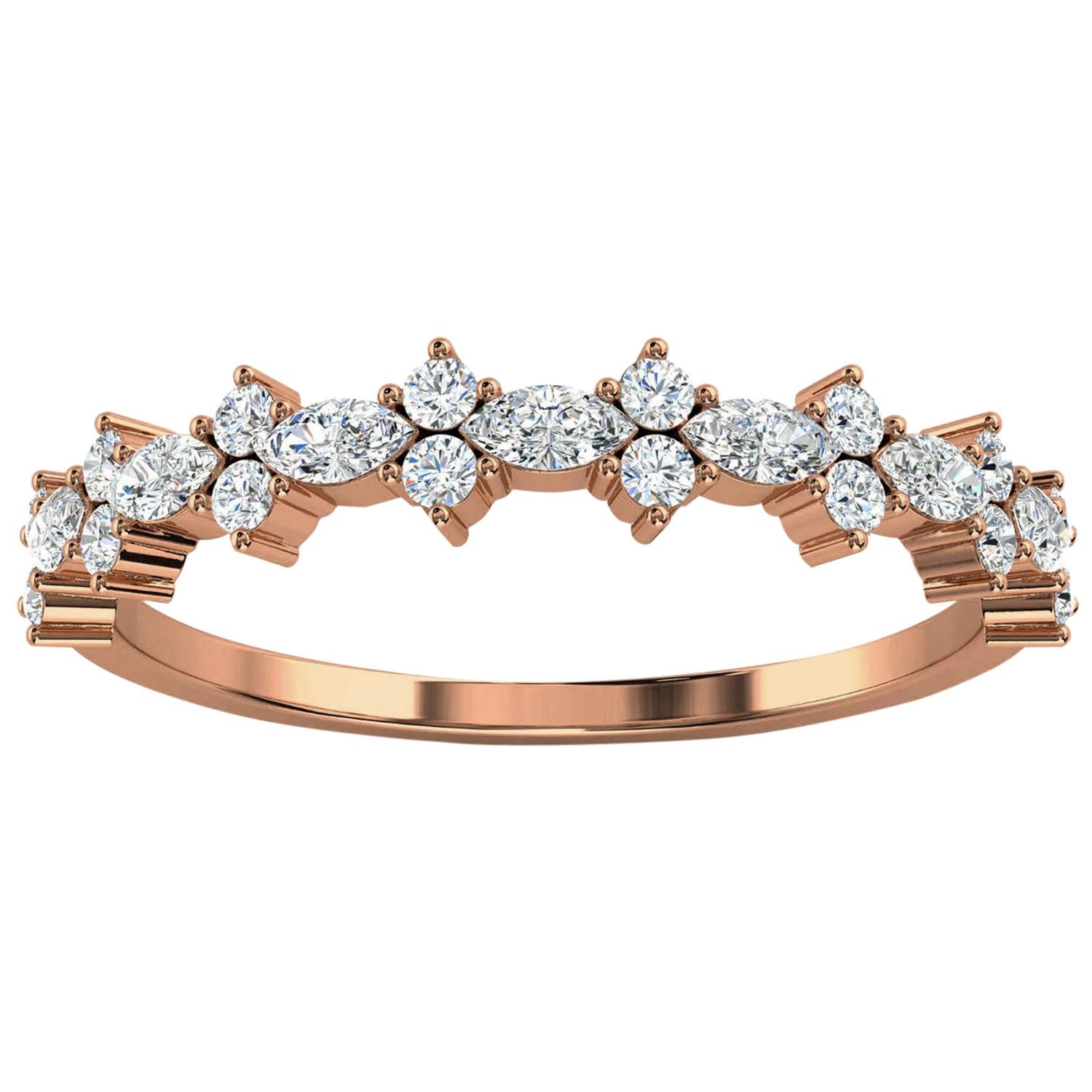 18k Rose Gold Petite Marquise & Round Organic Design Diamond Ring 2/5 Ct. Tw For Sale