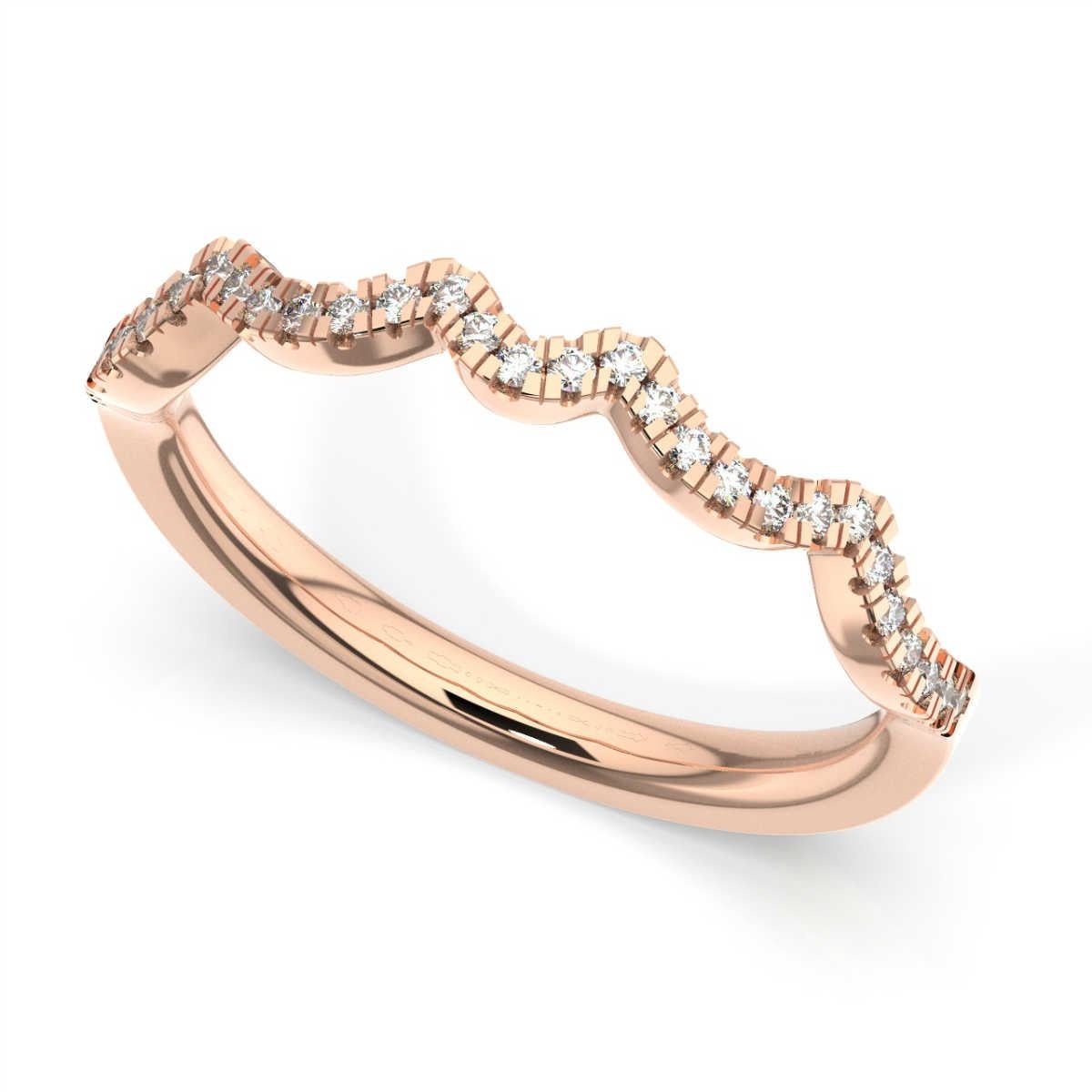 Round Cut 18 Karat Rose Gold Petite Milano Diamond Ring '1/6 Carat' For Sale