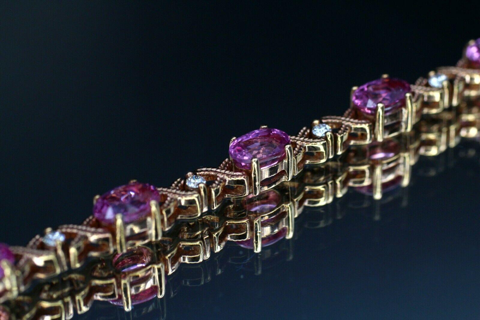 Modern 18 Karat Rose Gold Pink Sapphire and Diamond 