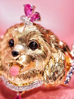 18K Rose Gold Pink Sapphire & Diamond Dog Ring