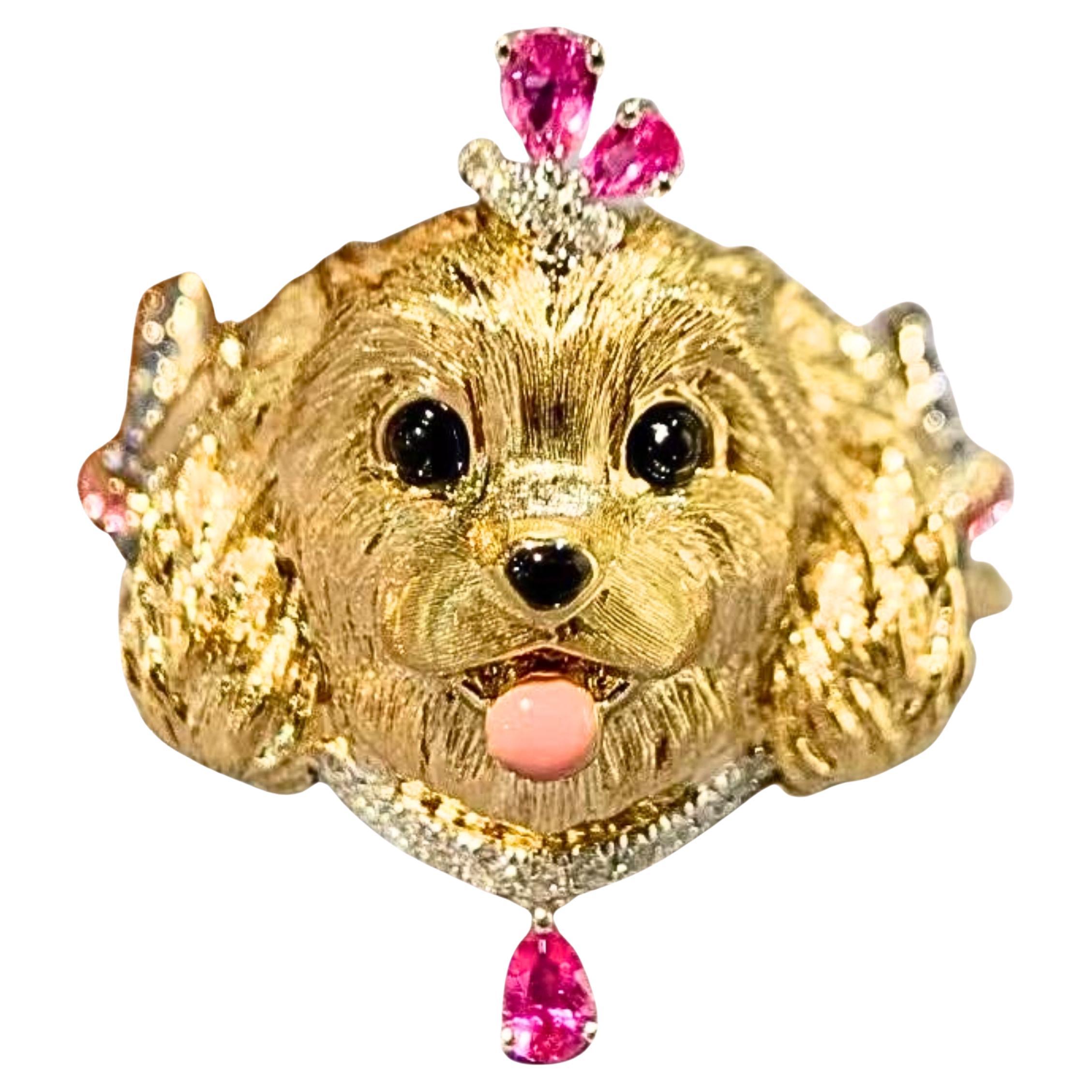 18K Rose Gold Pink Sapphire & Diamond Dog Ring