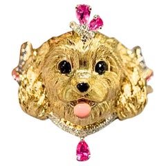 18K Rose Gold Pink Sapphire & Diamond Dog Ring