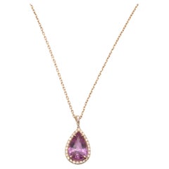 18K Rose Gold, Pink Sapphire, Diamond Pendant