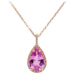 18K Rose Gold, Pink Sapphire, Diamond Pendant