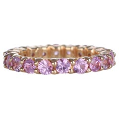 18K Rose Gold Pink Sapphire Eternity Band Ring