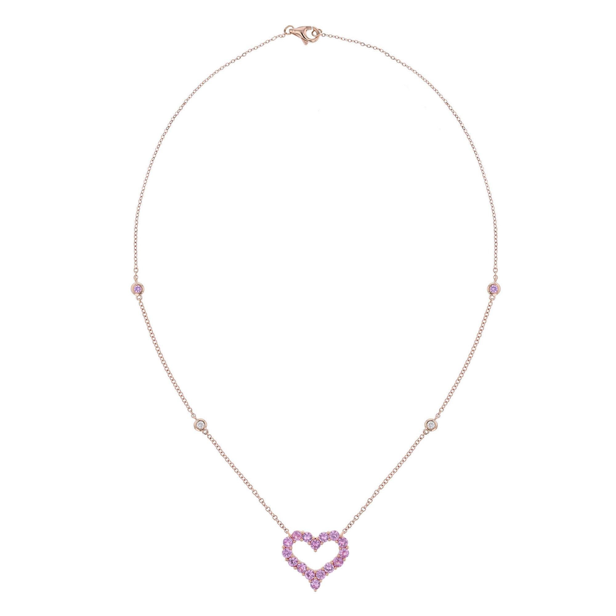 pink sapphire heart necklace