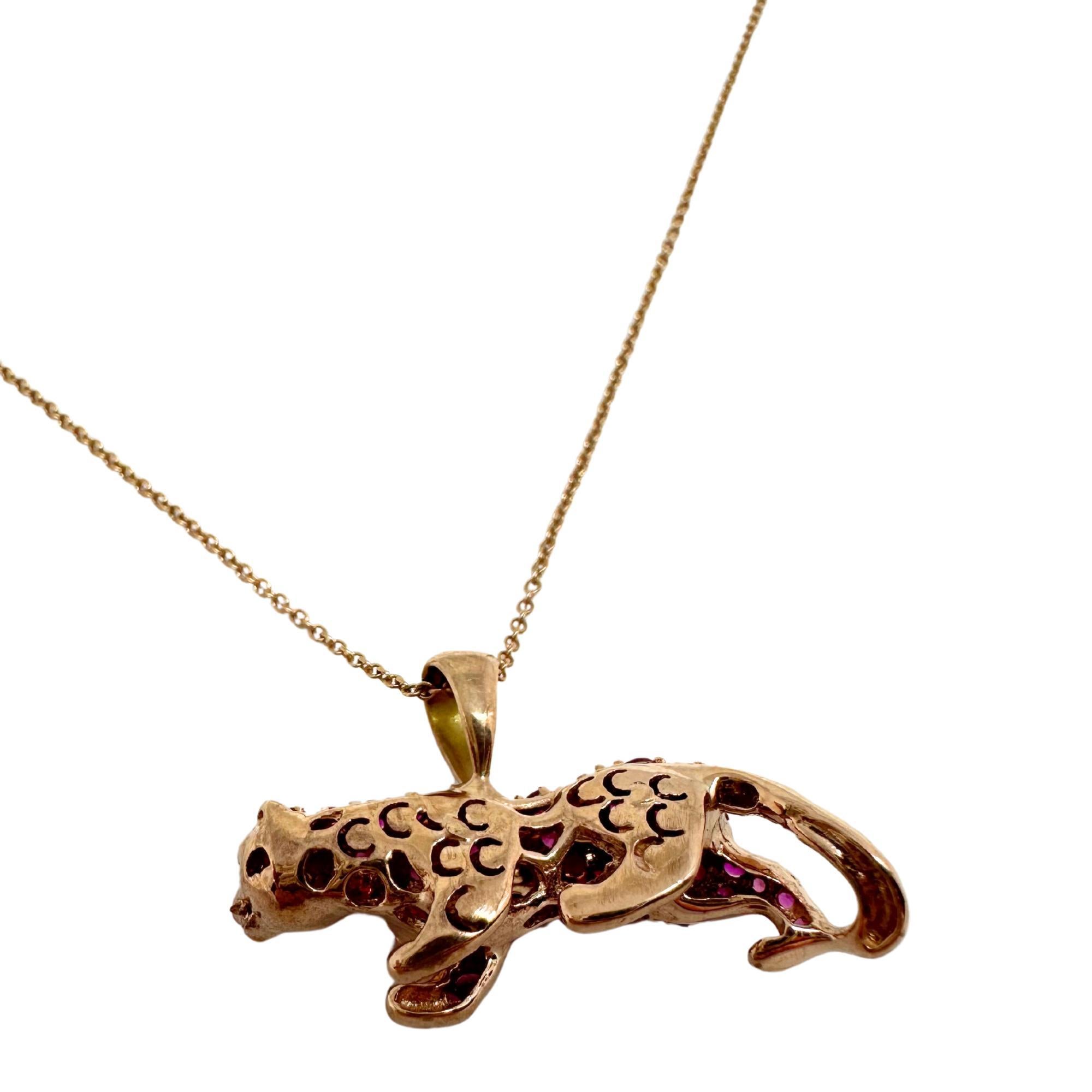 18K Rose Gold Pink Sapphire Pink Panther Pendant Necklace For Sale 7
