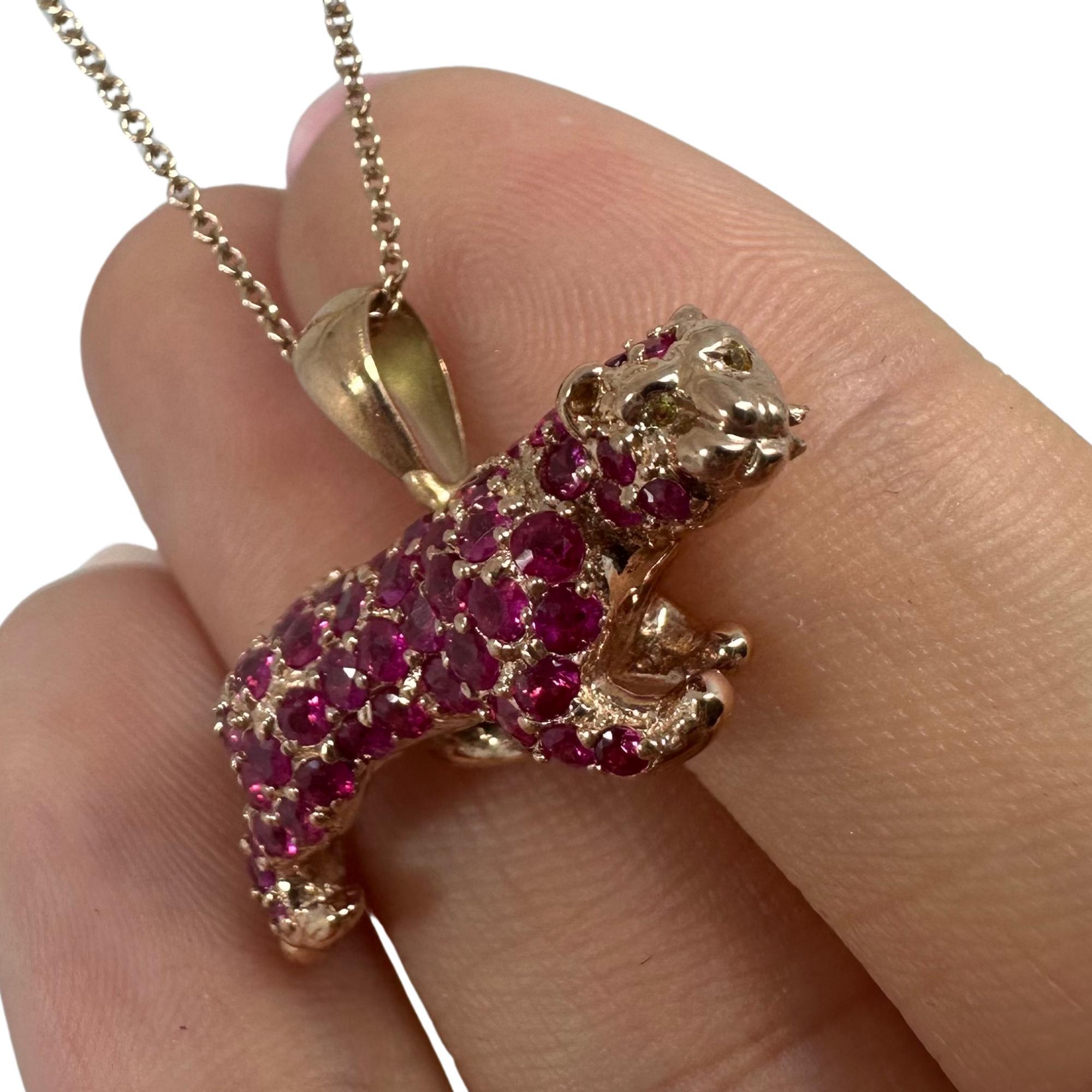 18K Rose Gold Pink Sapphire Pink Panther Pendant Necklace For Sale 1