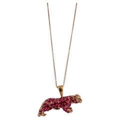 18K Rose Gold Pink Sapphire Pink Panther Pendant Necklace