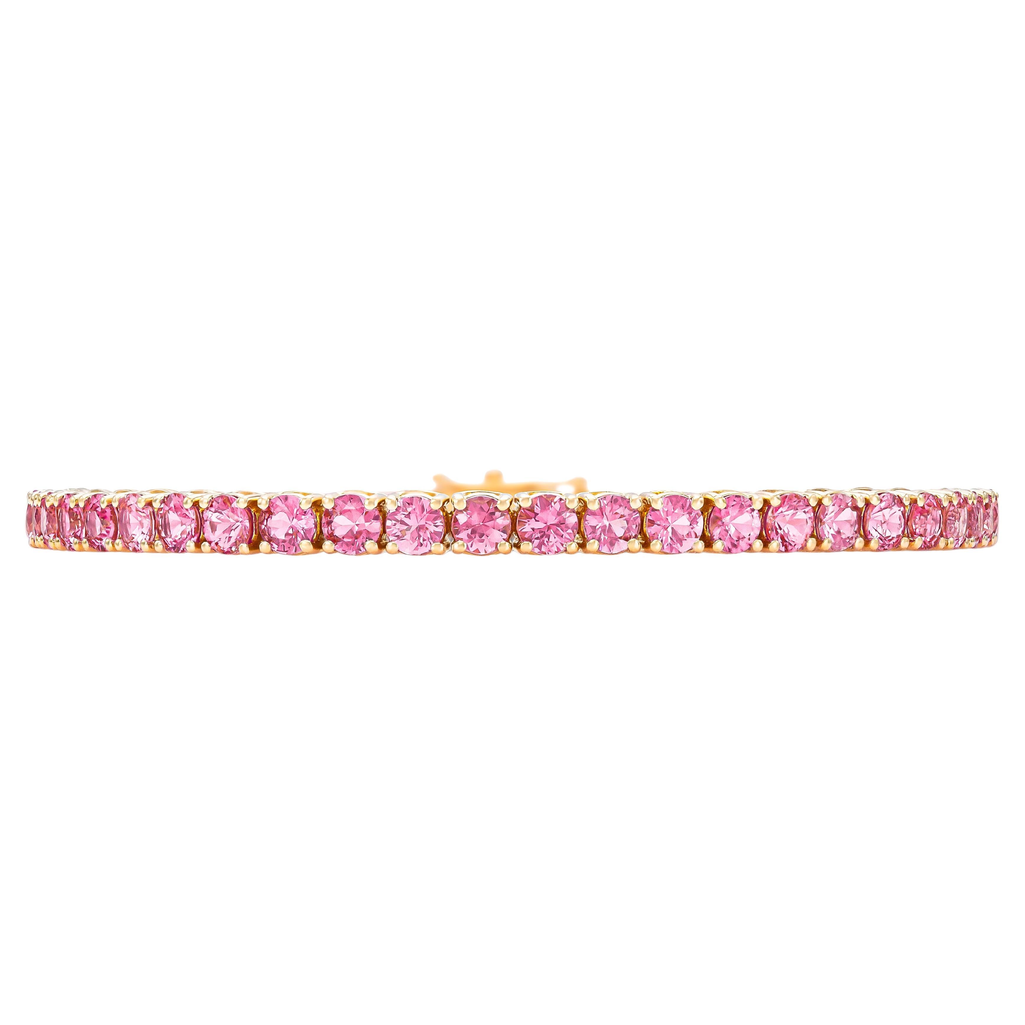 18K Rose Gold Pink Sapphire Tennis Bracelet DTW: 8.40ct