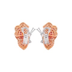18k Rose Gold, Pink Sapphires and White Diamonds Butterfly Earrings