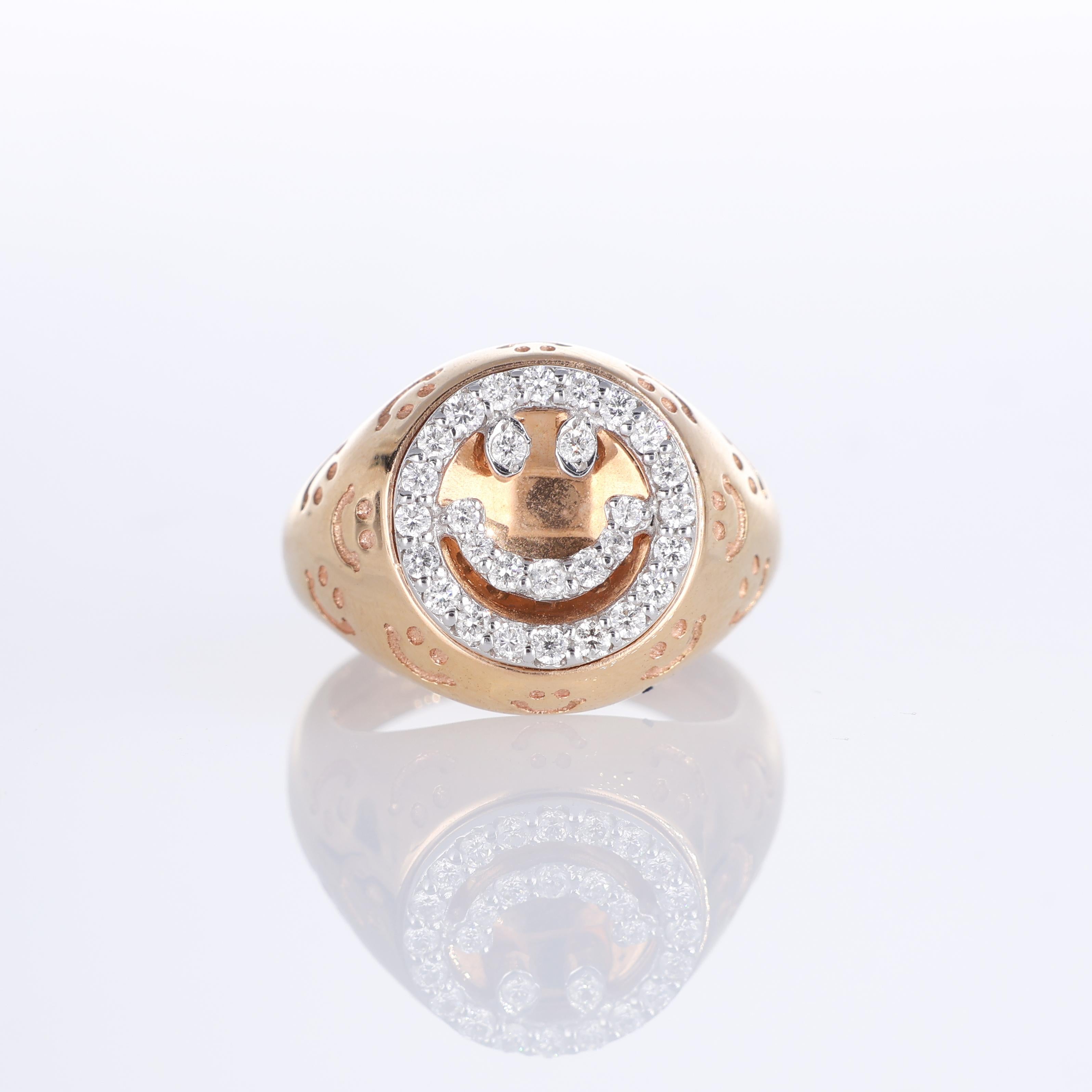 IMPORTANT NOTE:
✔ No additional costs will be added to this order.
✔ Shipping and customs duties are fully covered by us.
--------------------
A playful yet sophisticated 18K rose gold pinky ring featuring an engraved smiley design at its center,