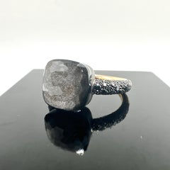 18k Rose Gold POMELLATO "NUDO MAXI" Obsidian and Treated Black Diamond Ring