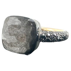 18k Rose Gold POMELLATO "NUDO MAXI" Obsidian and Treated Black Diamond Ring