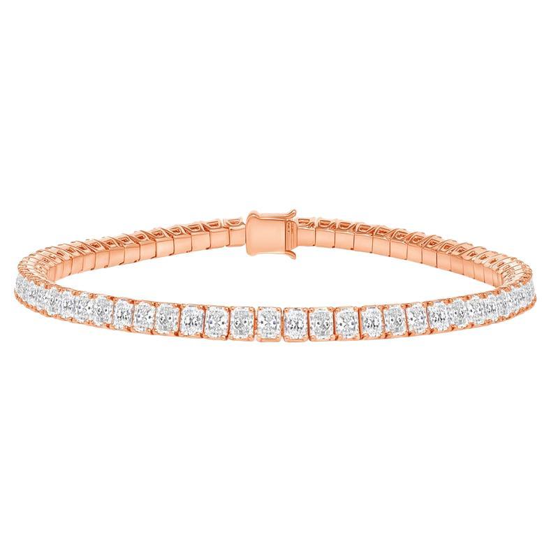 Bracelet tennis en or rose 18 carats avec diamants taille radiant, couleur V F, extrait dans la terre naturelle