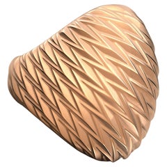 18k Rose Gold Ring Made in Italy, Dome Ring, Italian Fine Jewelry