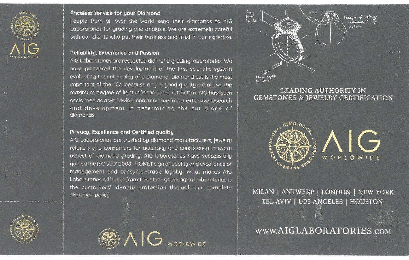 Bague en or rose 18 carats avec diamants naturels de 1,45 carat  Certificat AIG en vente 6