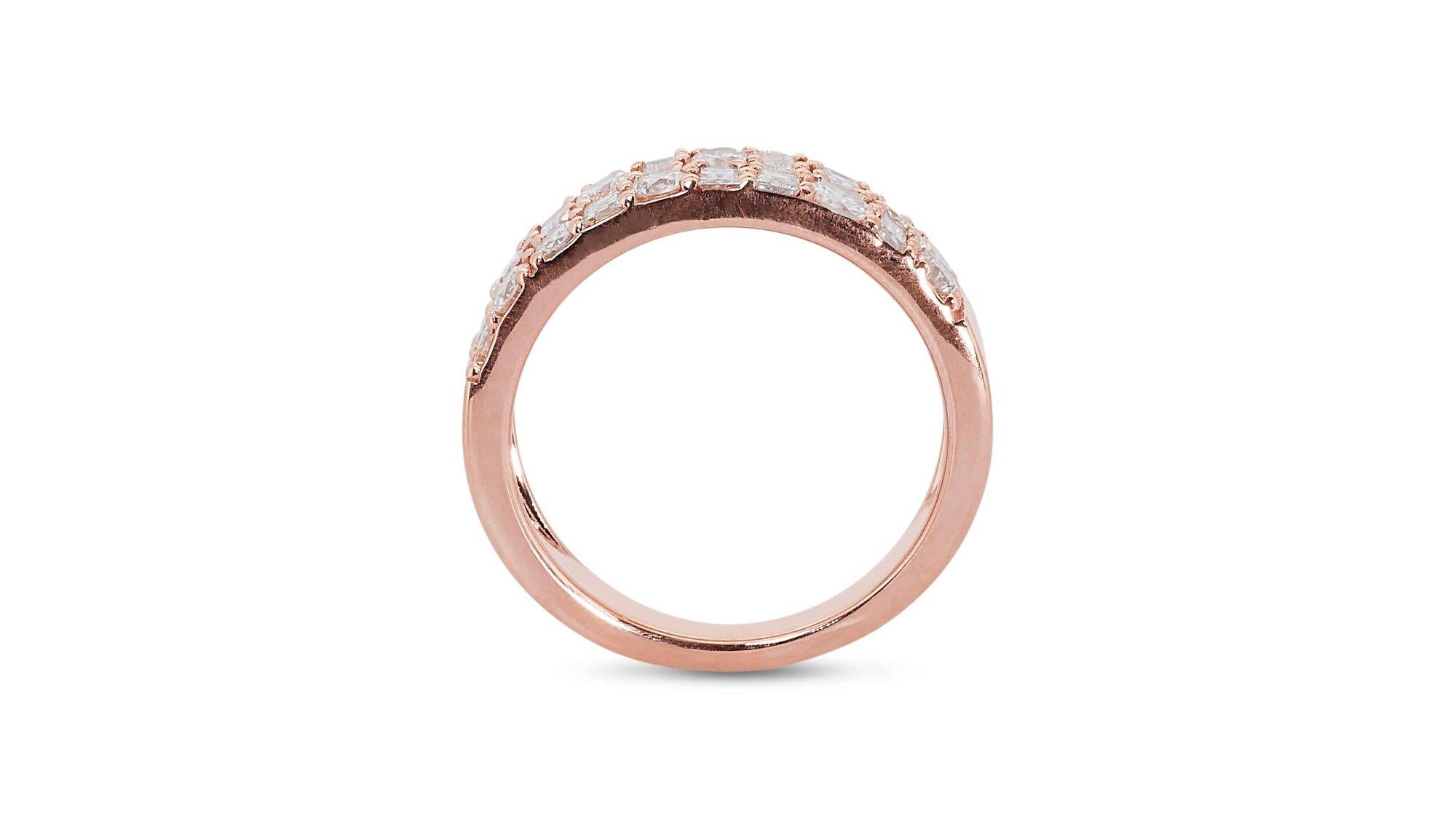 18k Rose Gold Ring w/ 1.45 ct Natural Diamonds  AIG Certificate For Sale 1
