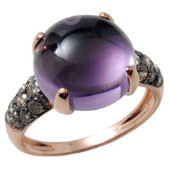 18K Rose Gold Ring with 0.41ct Diamonds & 9.36ct Amethyst by Pradera