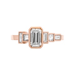 18K Rose Gold Ring with 0.80 Carat Emerald Cut Diamond