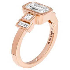 18K Rose Gold Ring with 0.80 Carat Emerald Cut Diamond