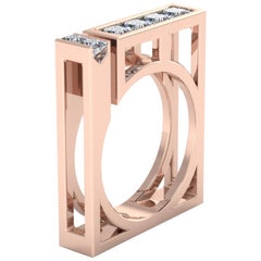 18 Karat Rose Gold Ring with 1.25 Carat Princess Cut Diamonds