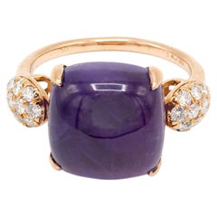 18K Rose Gold Ring with 20 Diamonds 0.42 ct and 7.88 ct Smoky Quartz