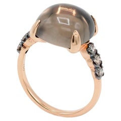 18K Rose Gold Ring with 6 Diamonds & 7.87ct Smoky Quartz by Pradera