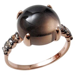 18K Rose Gold Ring with 6 Diamonds and Smoky Quartz by Pradera Irama