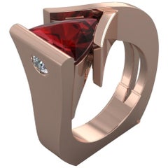 18 Karat Gold Ring with a 4.00 Carat Rubellite Tourmaline and .10 Carat Diamond