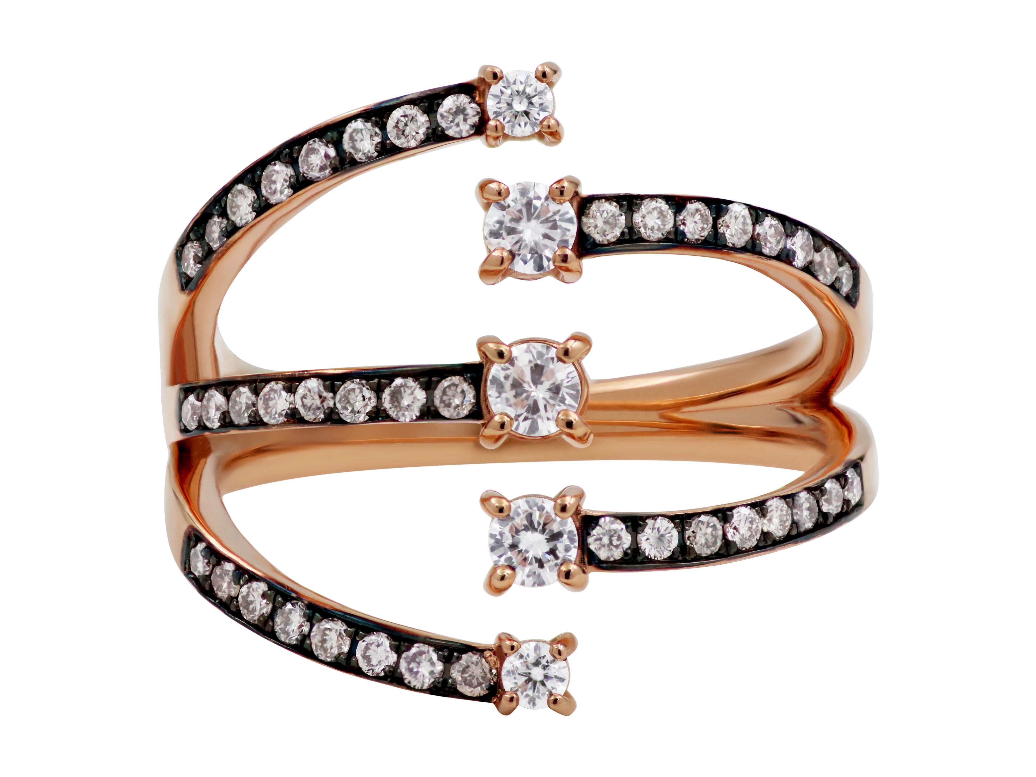 18 Karat Roségold Ring mit Brillant-Diamanten (Modernistisch) im Angebot