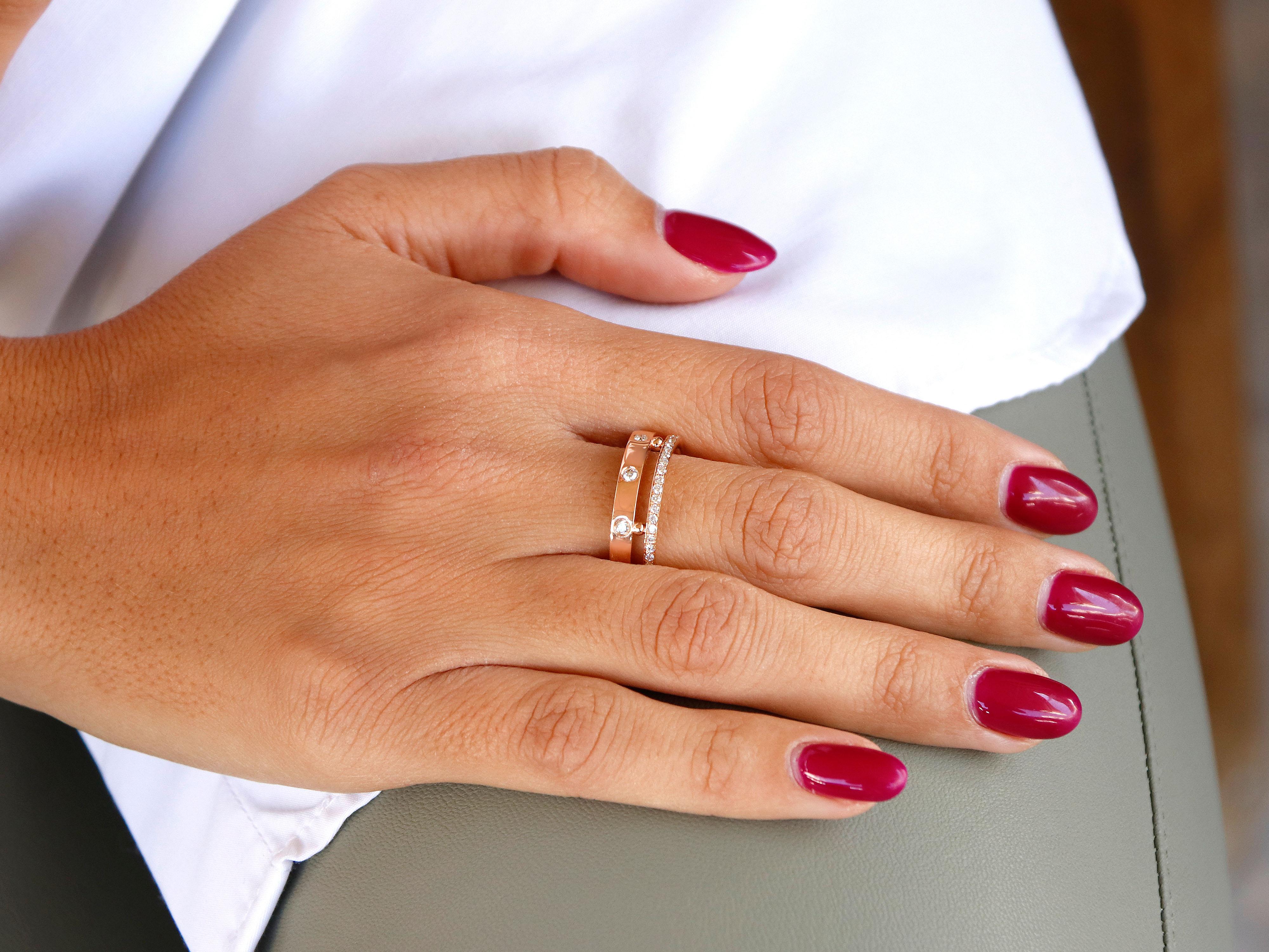 18 Karat Roségold Ring mit Brillant-Diamanten im Zustand „Neu“ im Angebot in Athens, GR