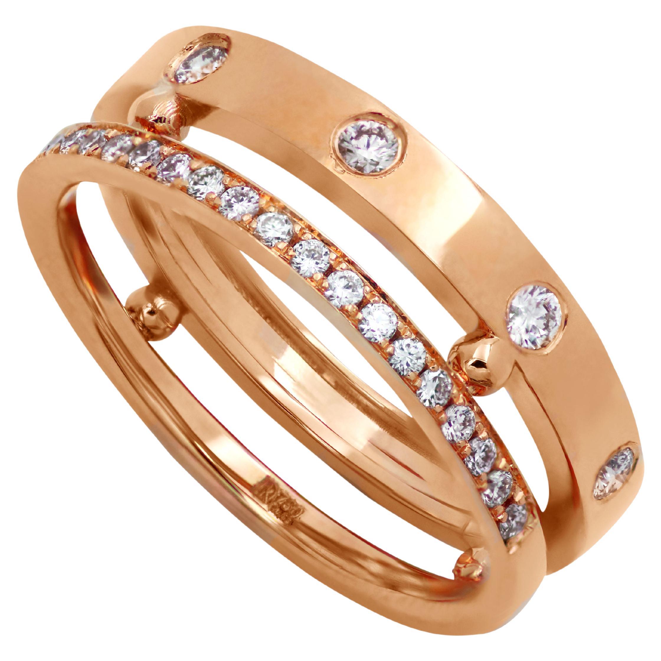 18k Rose Gold Ring with Brilliant Diamonds