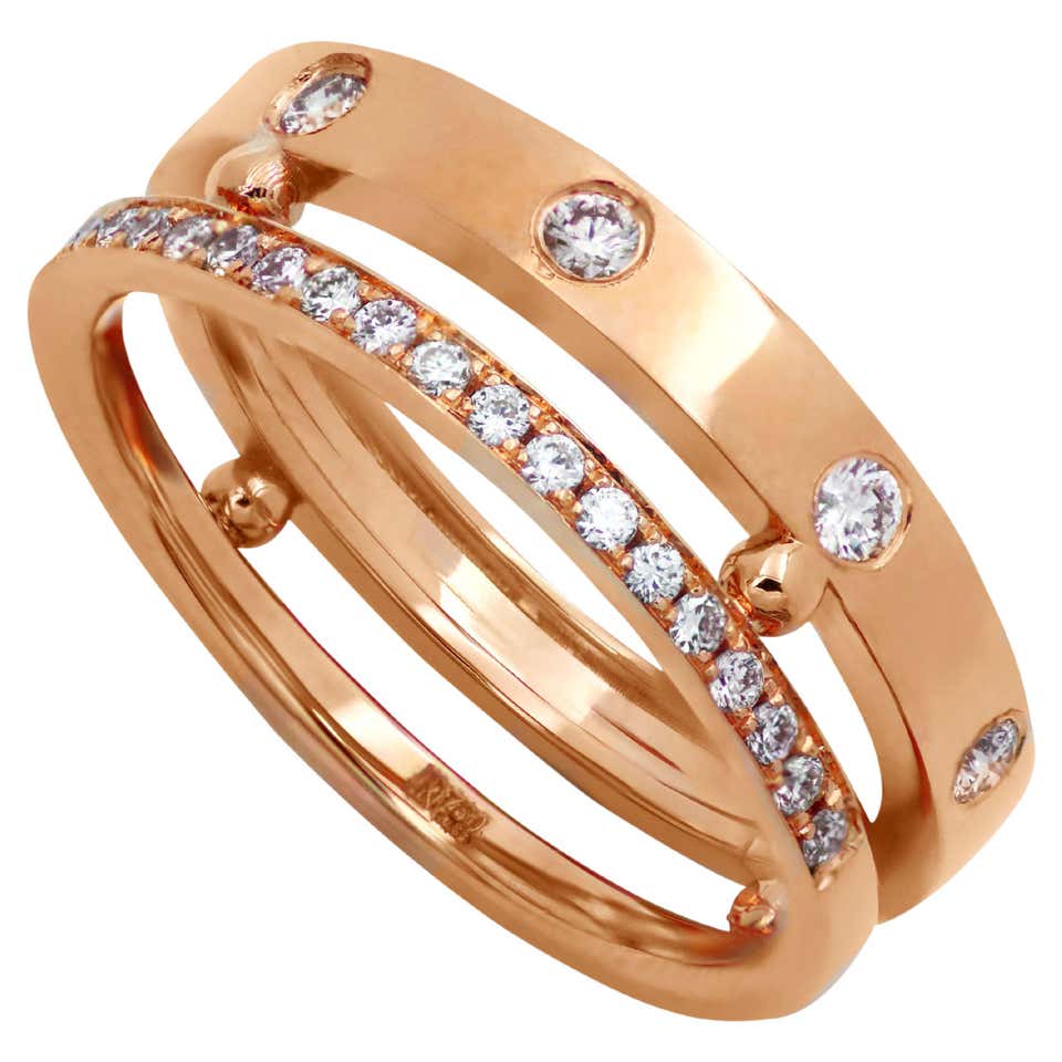 Convertable Rings Gioelli 18K Rose Gold Diamond Convertible Ring or Bracelet For Sale at ...