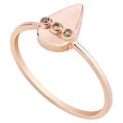 18k rose gold ring with champagne hued diamond drop US size 8