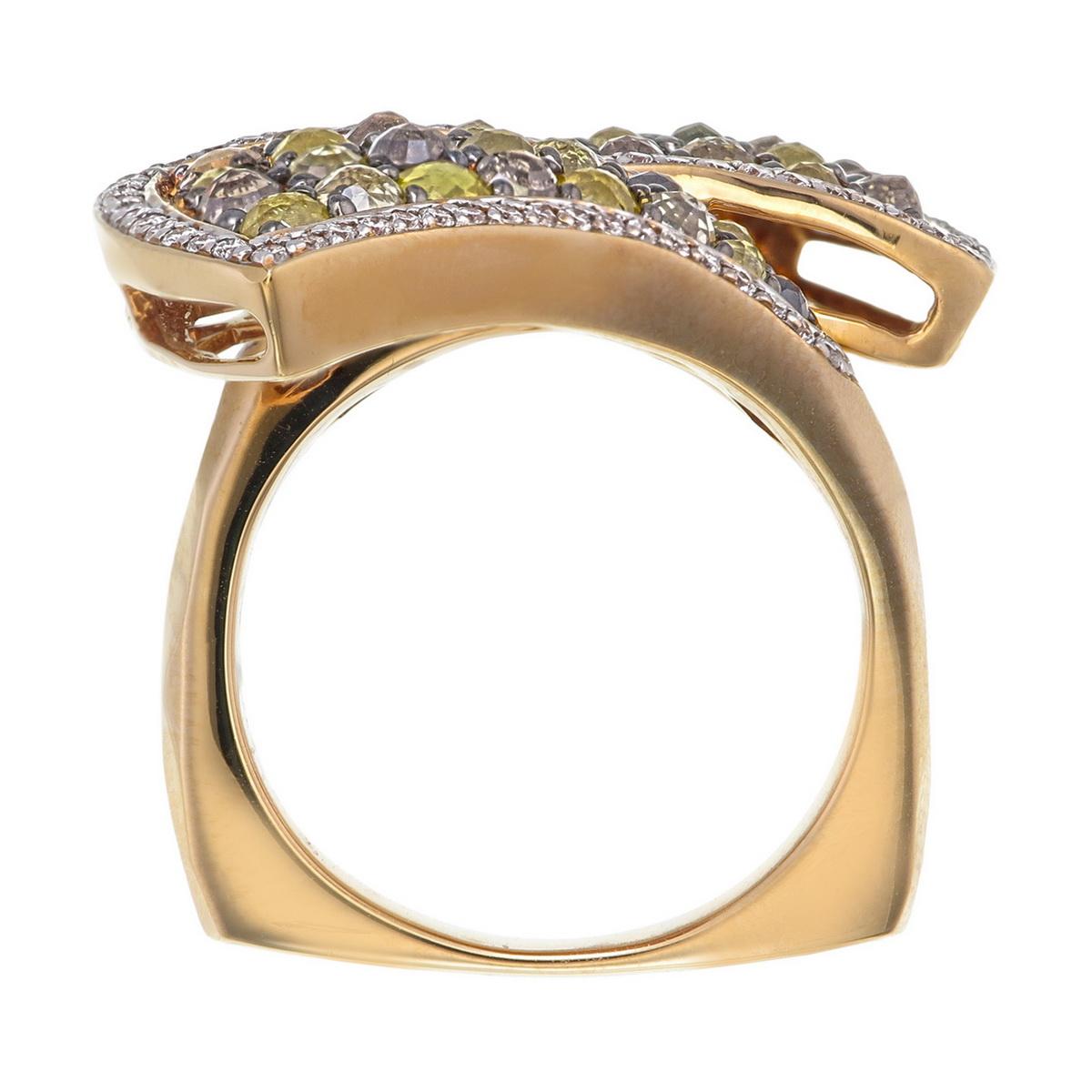 Ring aus 18 Karat Roségold mit zwei Tambuli-Diamantclustern und Diamanthalos (Zeitgenössisch) im Angebot