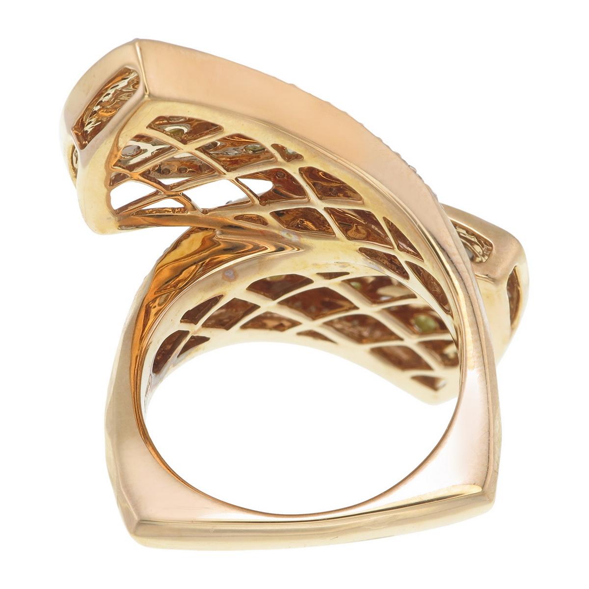Ring aus 18 Karat Roségold mit zwei Tambuli-Diamantclustern und Diamanthalos (Rosenschliff) im Angebot