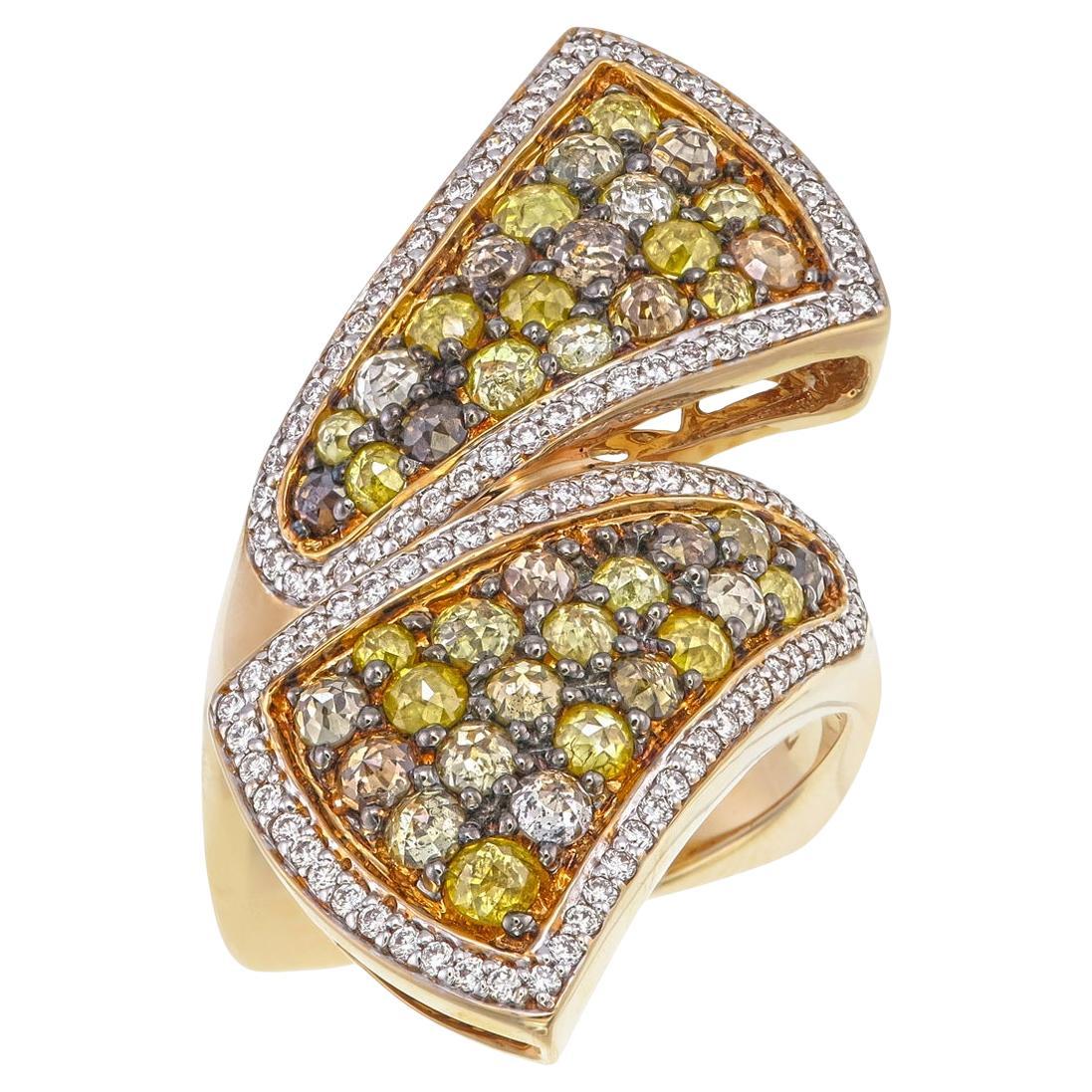 Ring aus 18 Karat Roségold mit zwei Tambuli-Diamantclustern und Diamanthalos