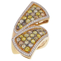Ring aus 18 Karat Roségold mit zwei Tambuli-Diamantclustern und Diamanthalos