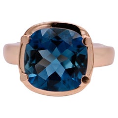 18K Rose Gold Ring with London Blue Topaz