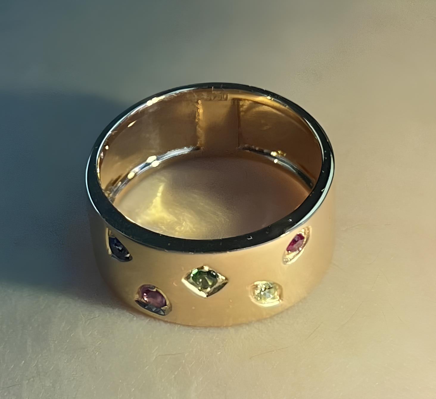 18K Rose Gold Ring with Multi-Color Gemstones and Diamonds In New Condition For Sale In Hong Kong, HK