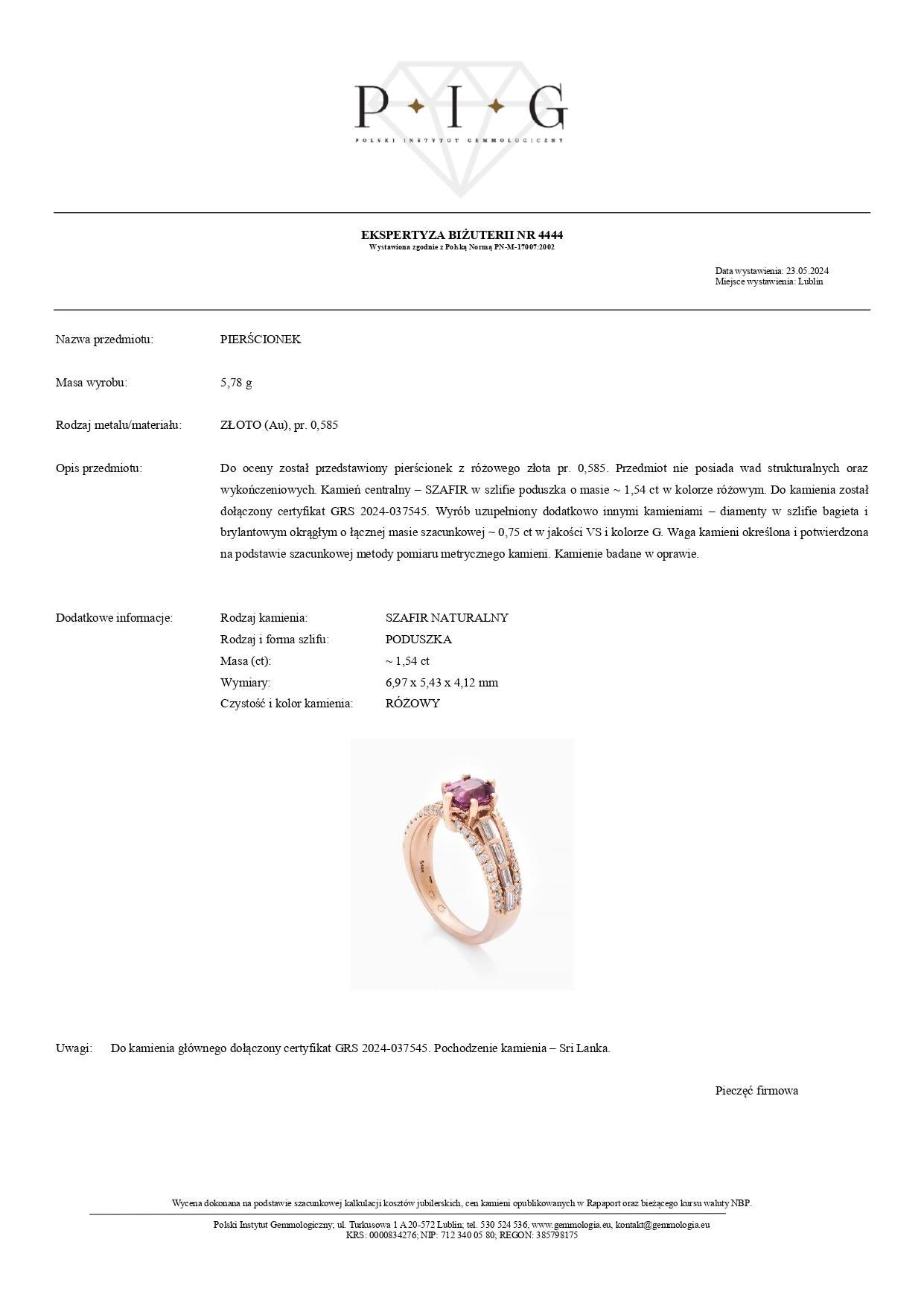 Donna Anello in oro rosa 18k con zaffiro rosa - 1,54 carati e diamanti - 0,75 carati in vendita