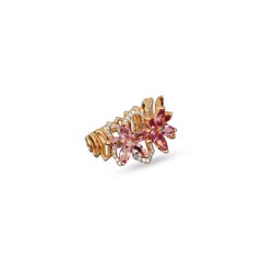 18K Rose Gold Ring with Pink Sapphires and Diamonds