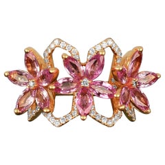 18K Rose Gold Ring with Pink Sapphires and Diamonds