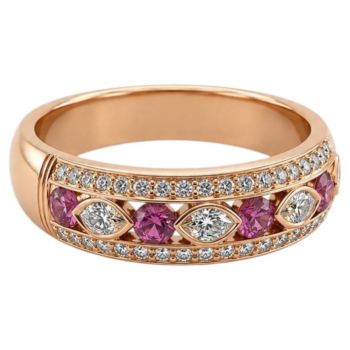 18k Rose Gold Ring with Pink Sapphires