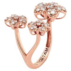 TOKTAM 18k Rose Gold Romantic Diamond Open Shank Rose Ring