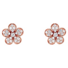 TOKTAM 18k Rose Gold Romantic Rose Diamond Small Stud Earrings