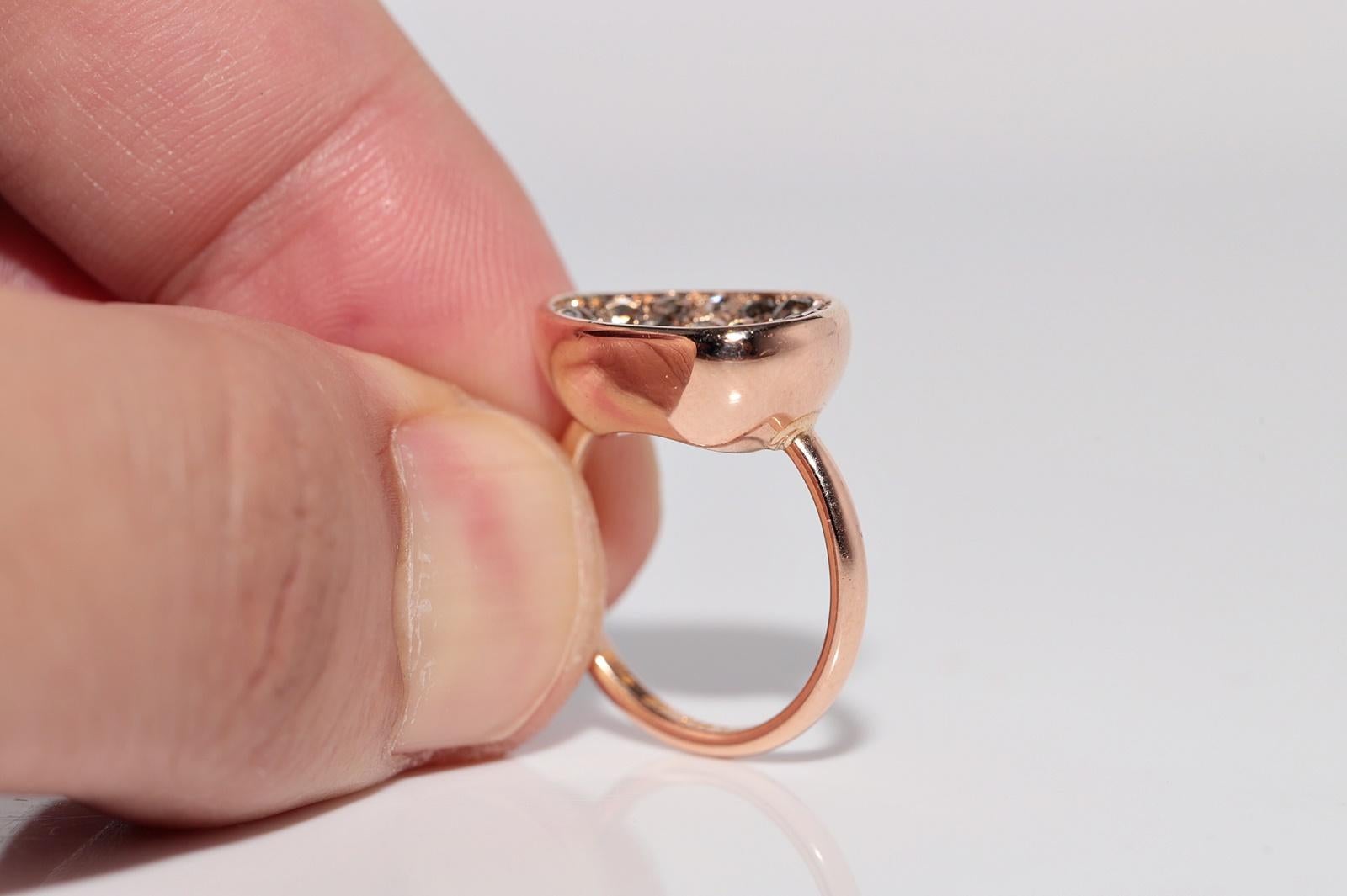 Anillo decorado con diamantes talla rosa de oro rosa de 18k en venta 7