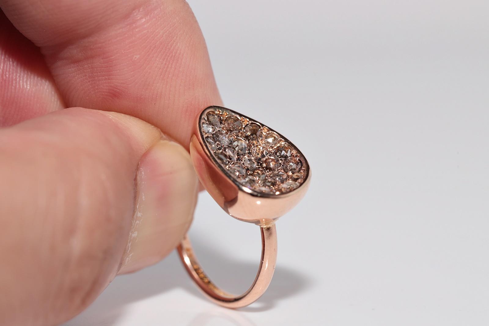 Anillo decorado con diamantes talla rosa de oro rosa de 18k en venta 8